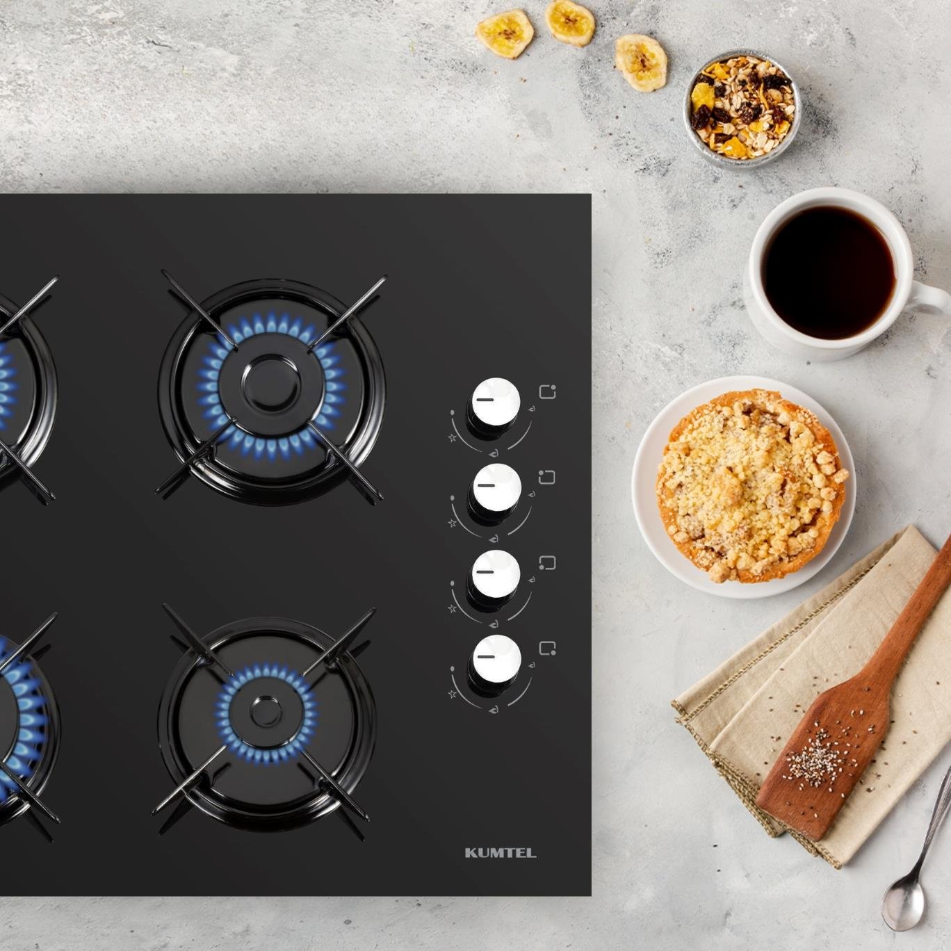 Kumtel Siyah Cam Ankastre Ocak