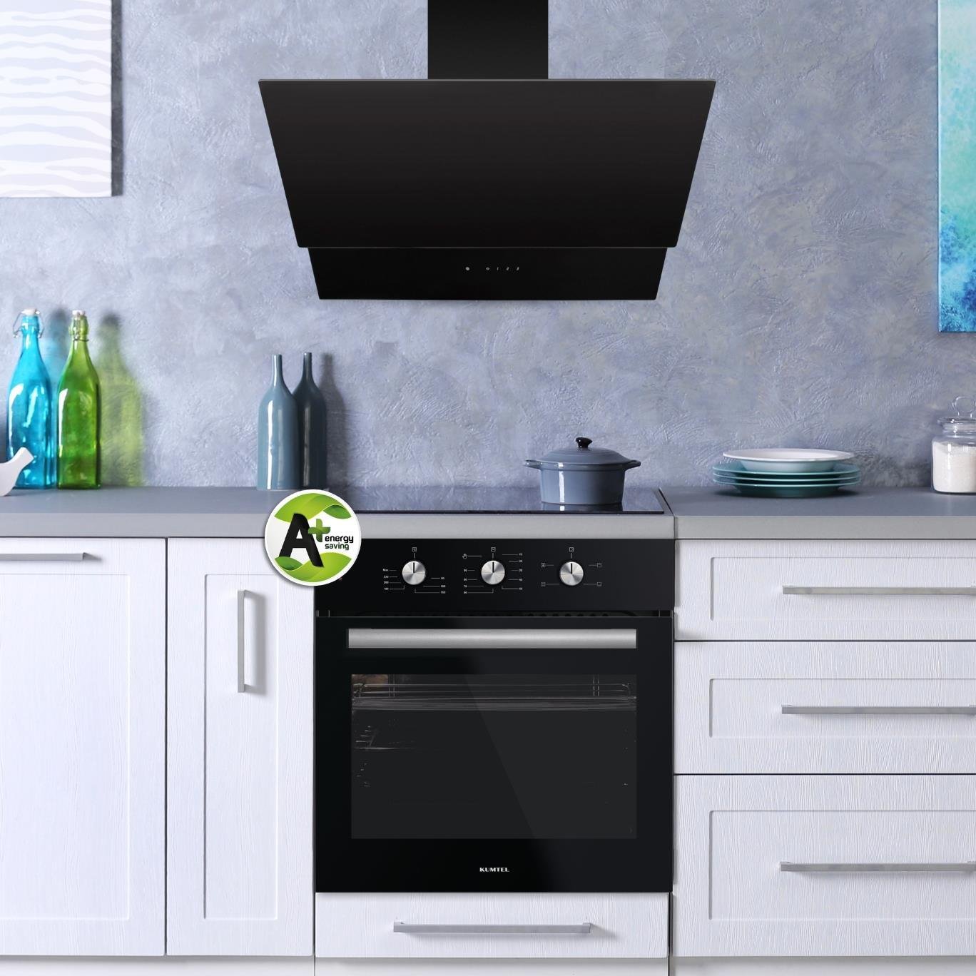 Kumtel Siyah Dokunmatik Cam Davlumbaz DA6-835