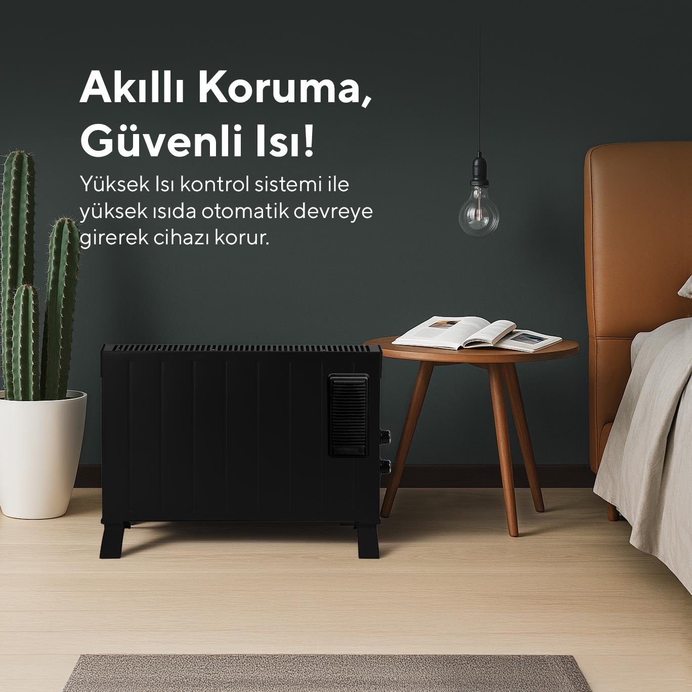 Kumtel Siyah Fanlı Konvektör Isıtıcı 2500W HC-2952