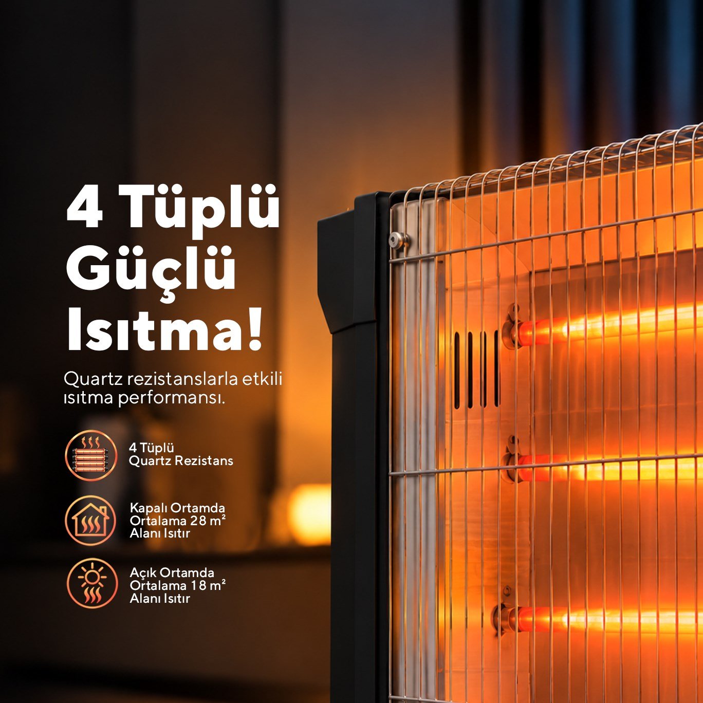 Kumtel Siyah Mini Şömine Isıtıcı 2200 W Ks-2760