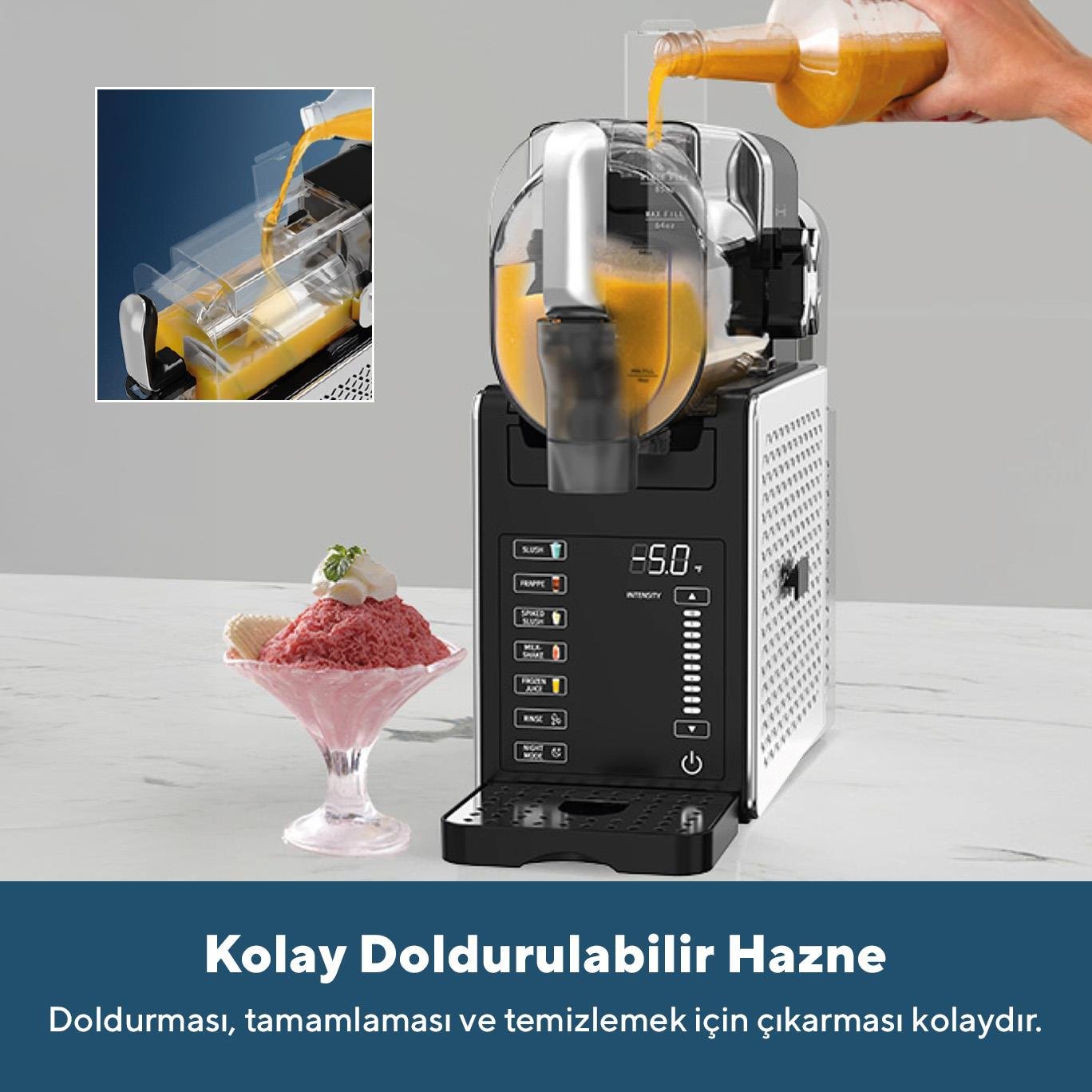 Kumtel SLUSH Ev Tipi Buzlaş Makinesi - Profesyonel Dondurulmuş İçecek Yapma Makinesi HSLUSH-01
