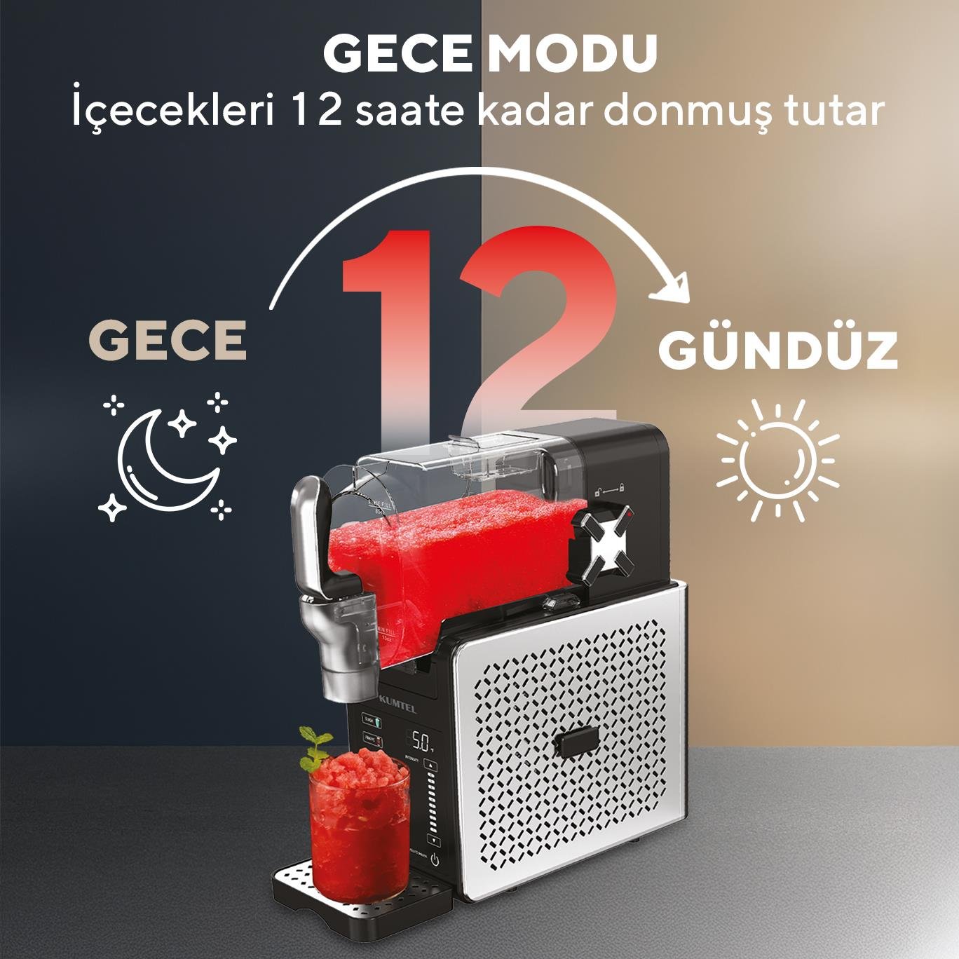 Kumtel SLUSH Ev Tipi Buzlaş Makinesi - Profesyonel Dondurulmuş İçecek Yapma Makinesi HSLUSH-01