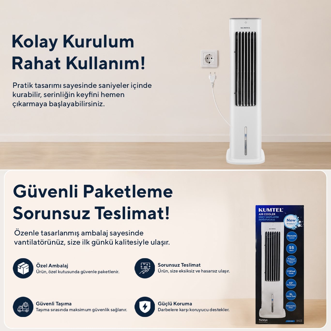 Kumtel Sulu Portatif Soğutucu (Air Cooler) HAC-02