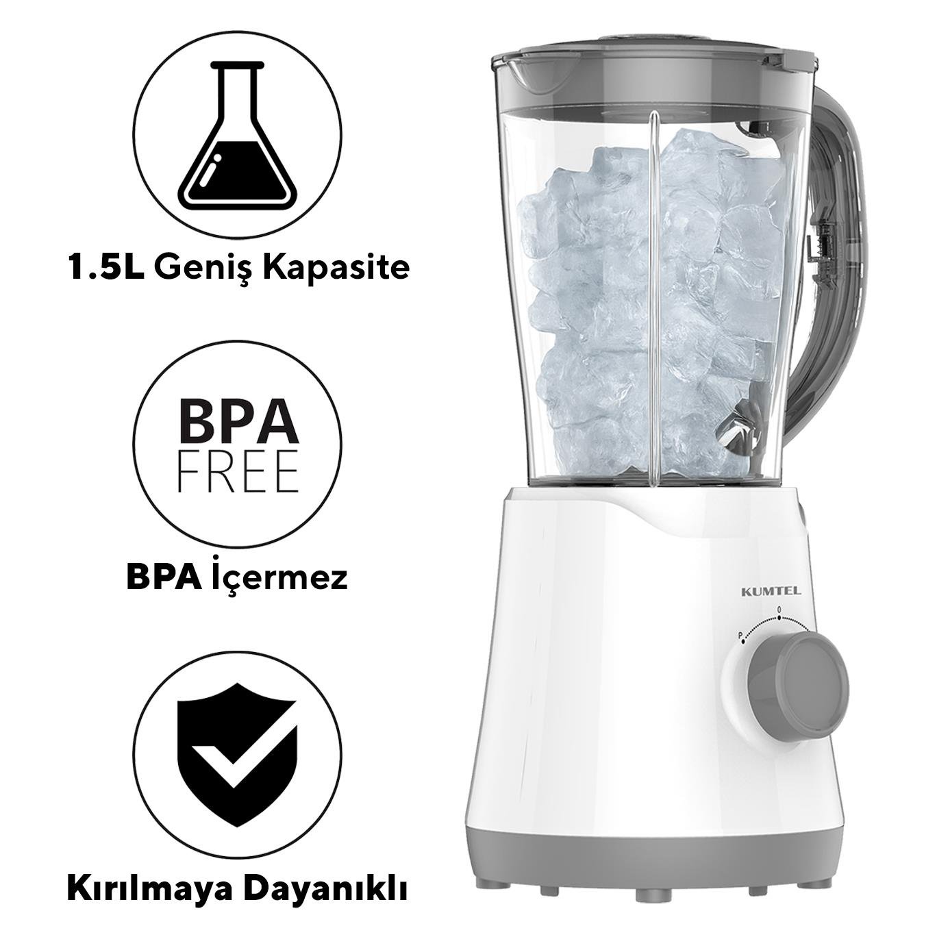 Kumtel Sürahili Smoothie Blender Beyaz HTB-07
