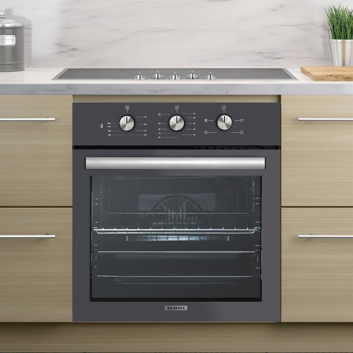 Kumtel Turbo Fanlı Antrasit (Gri) Ankastre Fırın B66 - SF2 ( 4 pro 3 düğ )