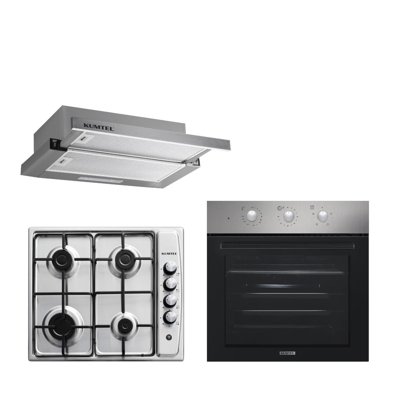 Kumtel Turbo İnox Aspiratörlü Ankastre Set