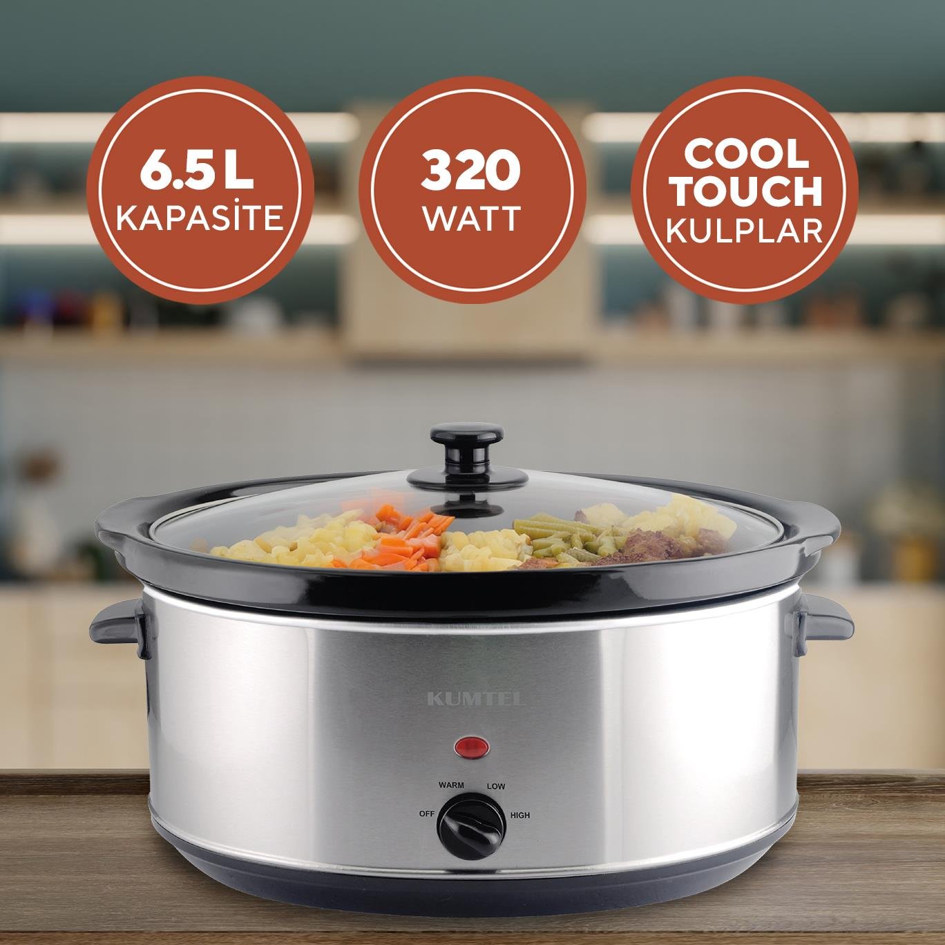 Kumtel Yavaş Pişirici Slow Cooker Elektrikli Güveç 320W HSC-02