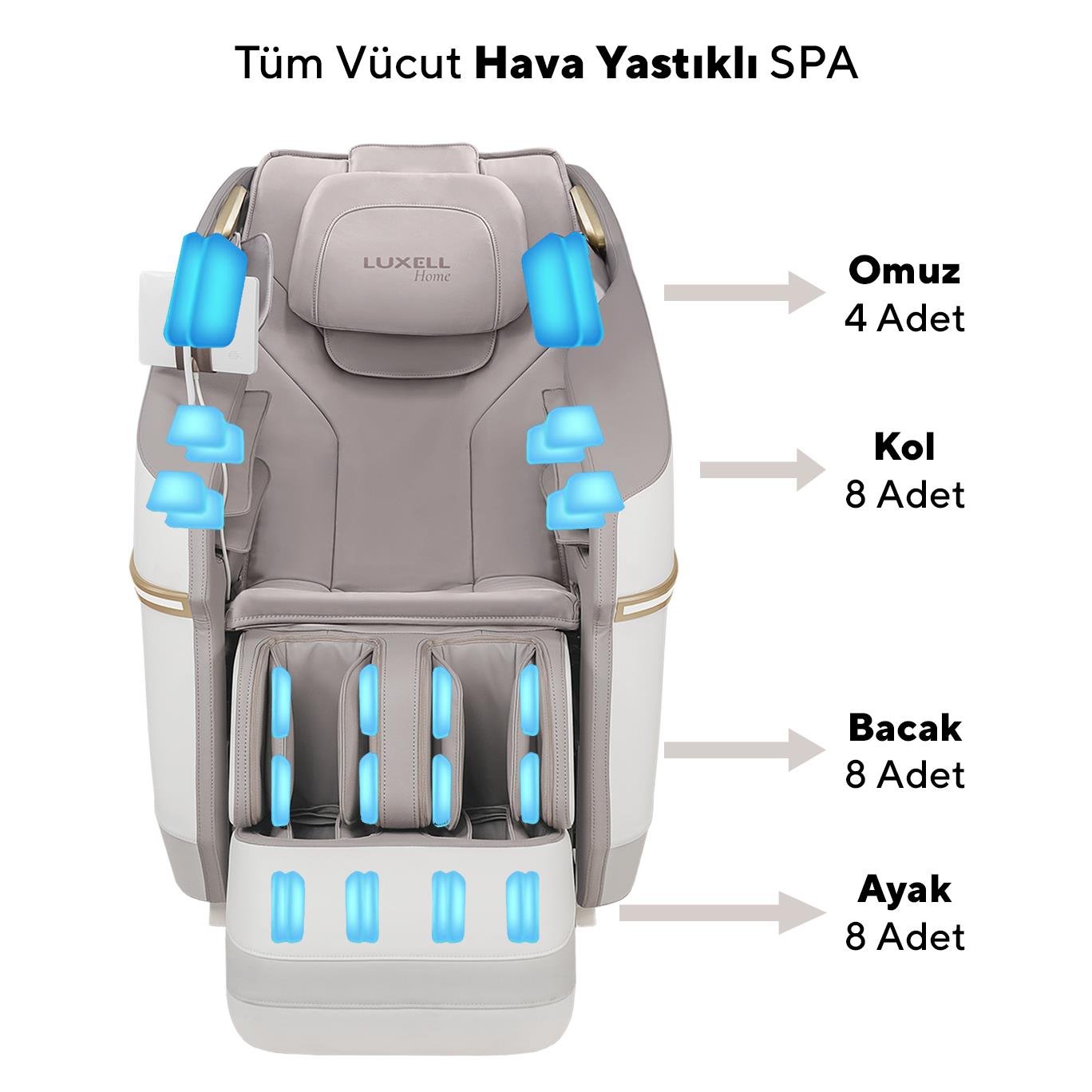 Luxell 22 Otomatik Programlı Isıtmalı Masaj Koltuğu LXMC-01