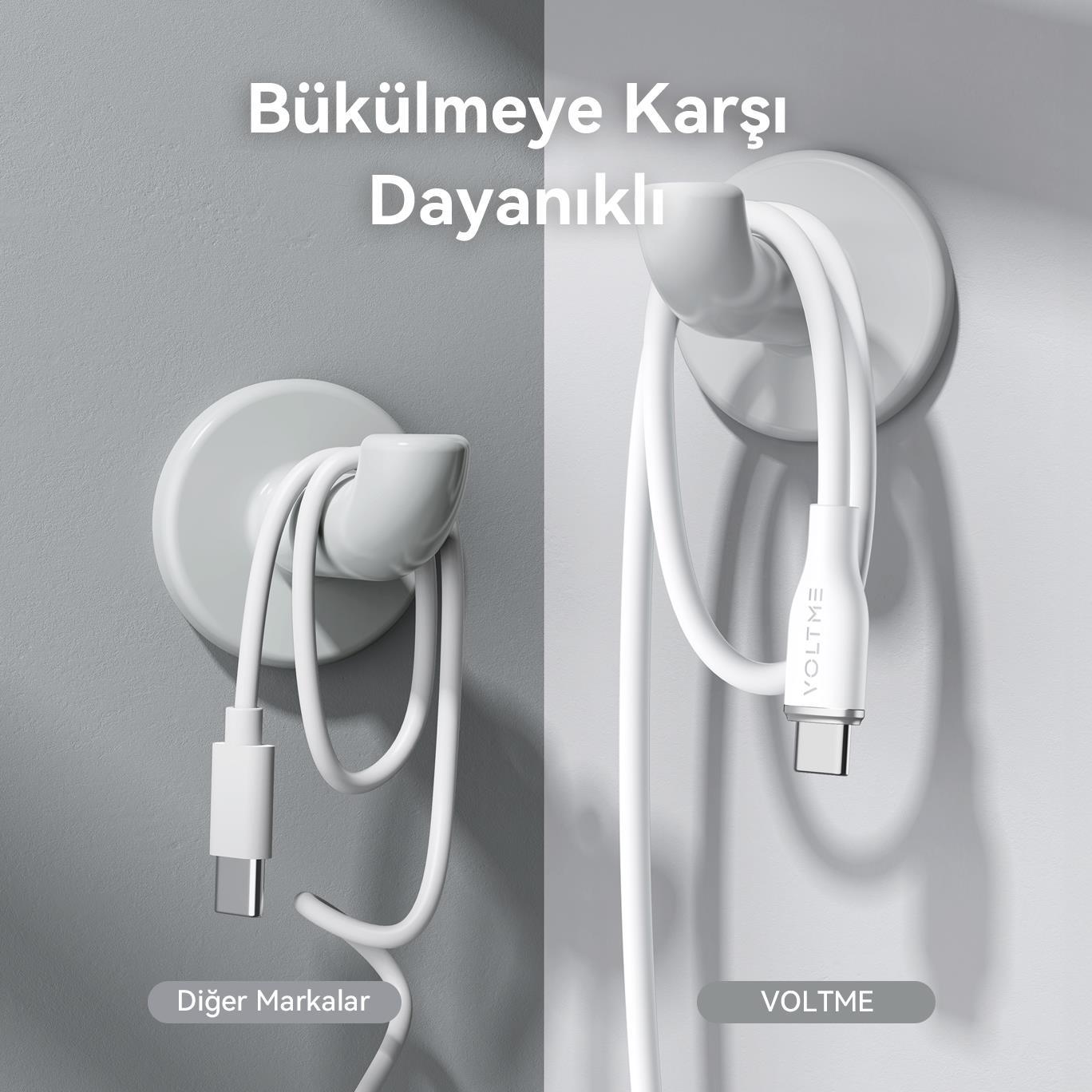 VOLTME C2006 Powerlink Moss 60W USB to Type C Şarj Kablosu 1.8M 3A- Beyaz