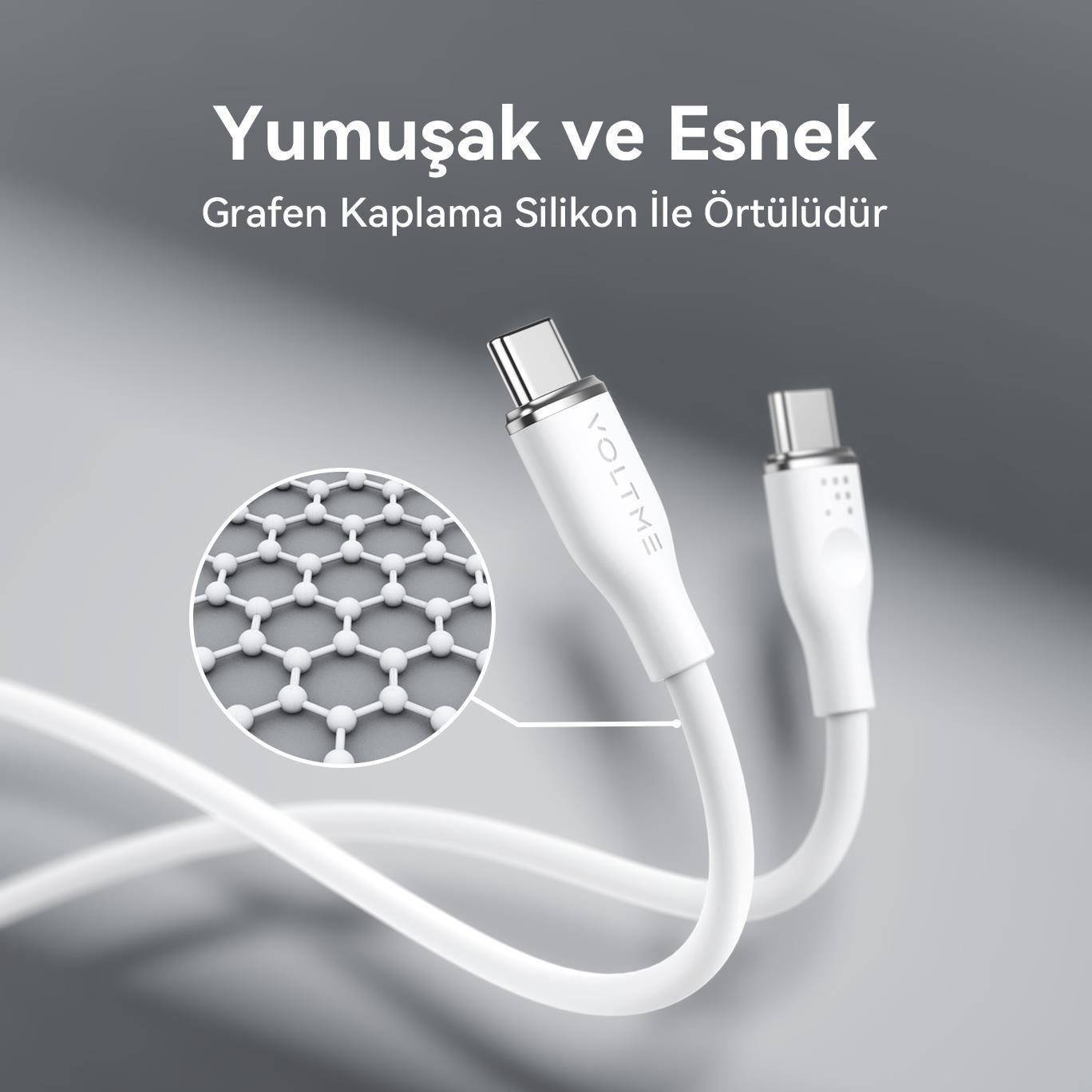 VOLTME C2031 Powerlink Moss 100W Type-C Şarj Kablosu 1M 5A-Beyaz