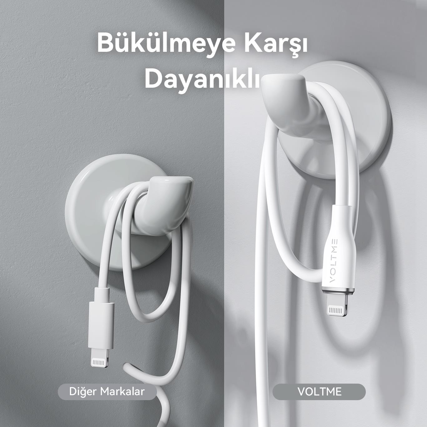 VOLTME C2088 Powerlink Moss 60W USB to Lightning Şarj Kablosu 1.2M 3A- Beyaz