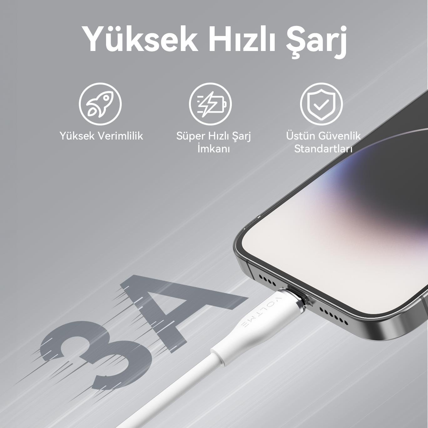 VOLTME C2098 Powerlink Moss 60W Type-C to Lightning Şarj Kablosu 1.2M 3A- Beyaz