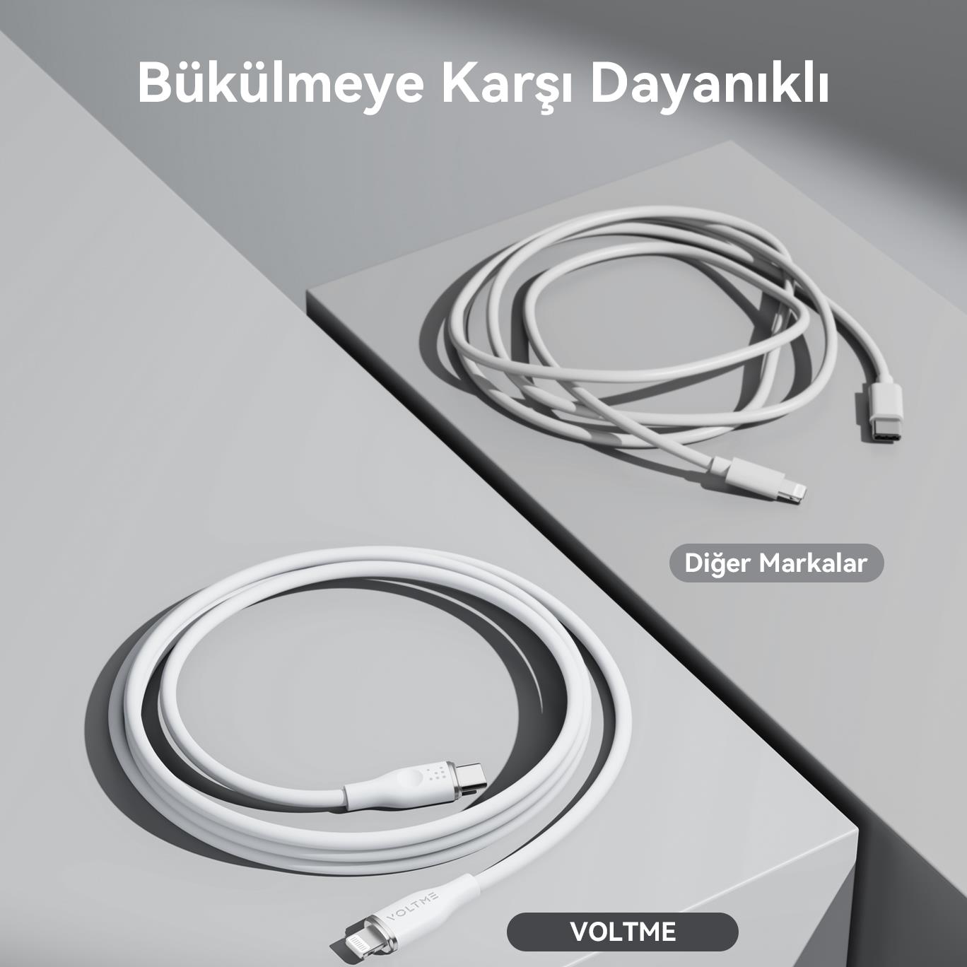 VOLTME C2098 Powerlink Moss 60W Type-C to Lightning Şarj Kablosu 1.2M 3A- Beyaz