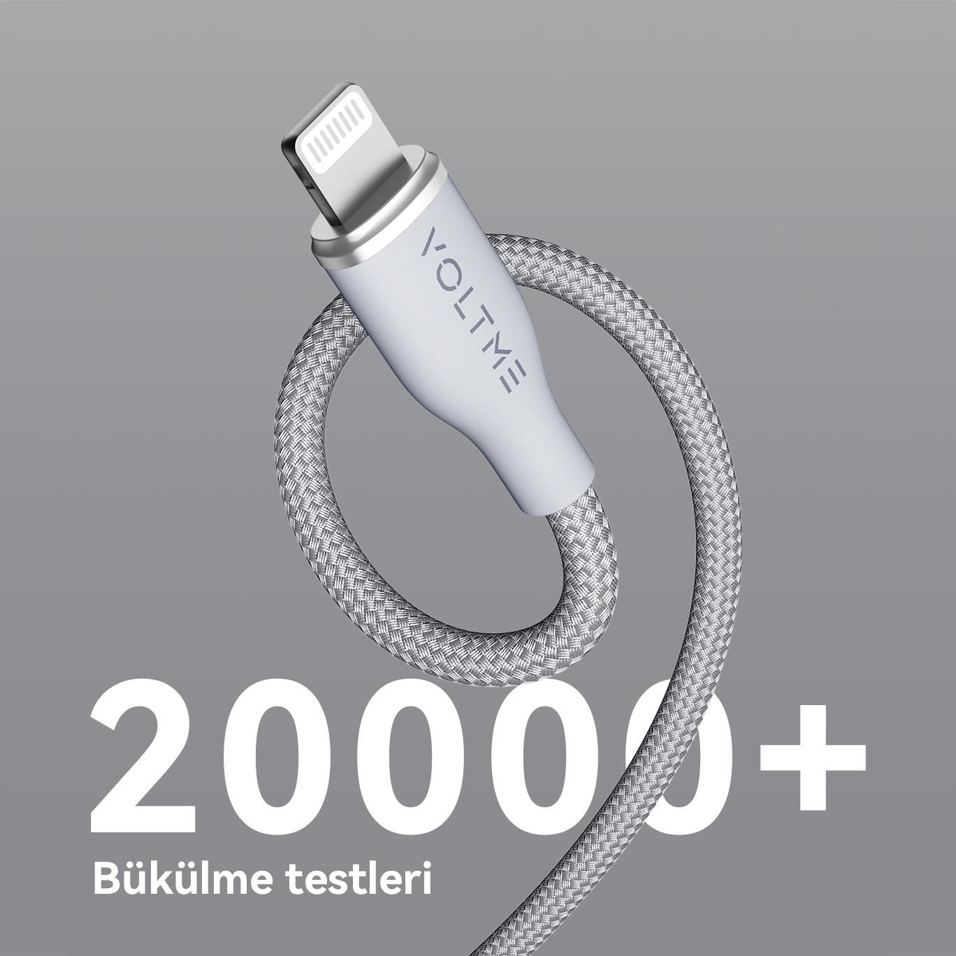 VOLTME C2111 Powerlink Rugg 60W USB to Lightning Şarj Kablosu 1.2M 3A- Gri