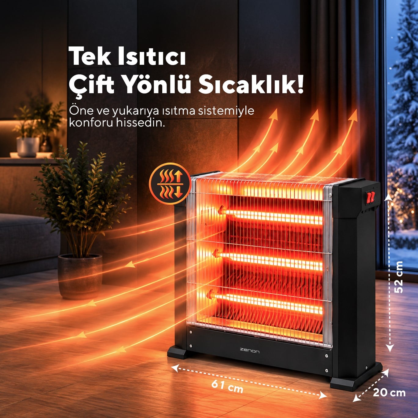 Zenon Çift Taraflı Isıtıcı 1800 W KS-2740