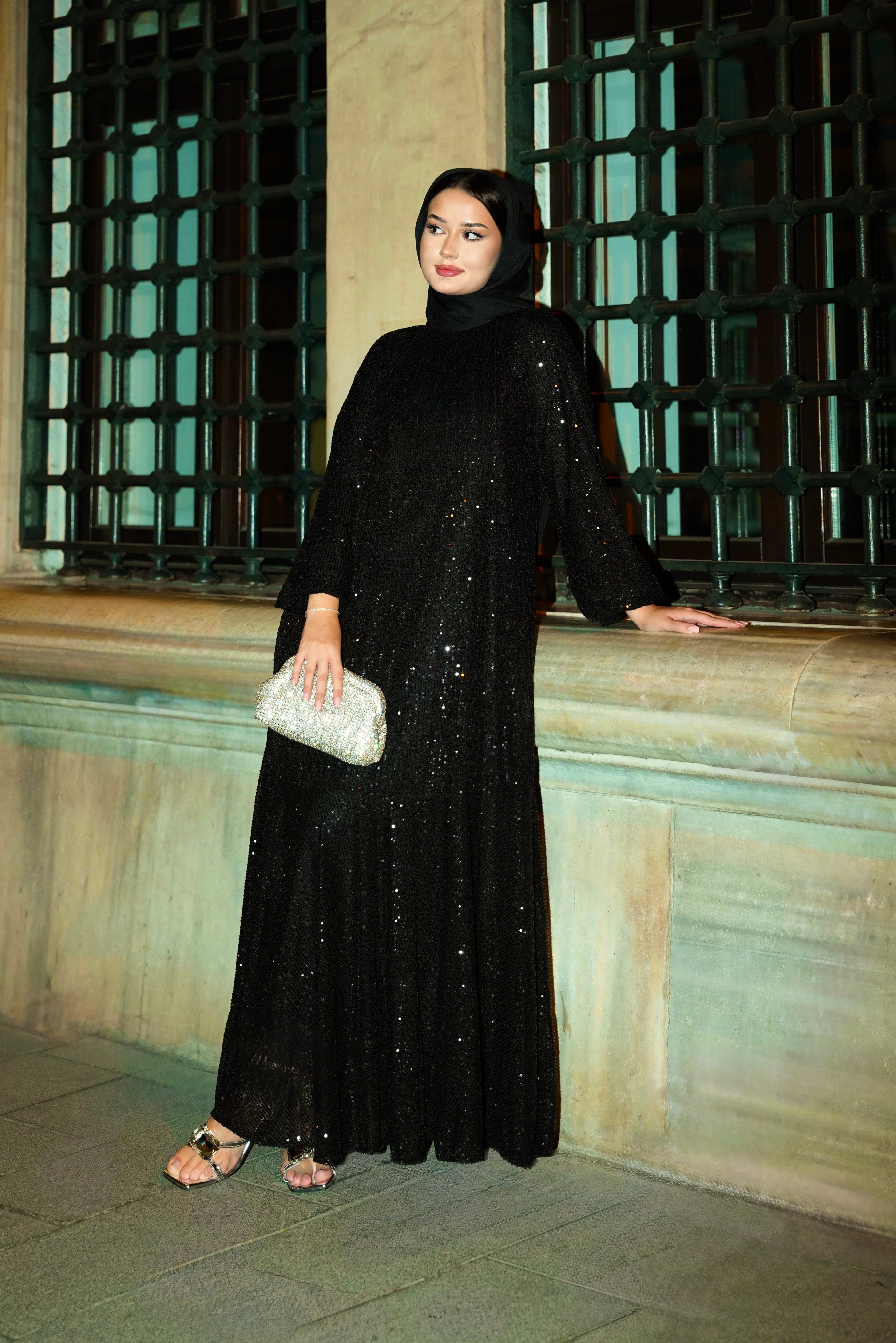  Payet Elbise Siyah