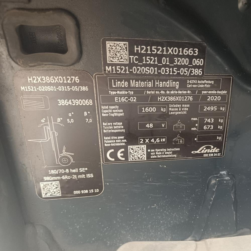 LINDE E16C-386-02 Elektrikli Forklift (F1.7070)