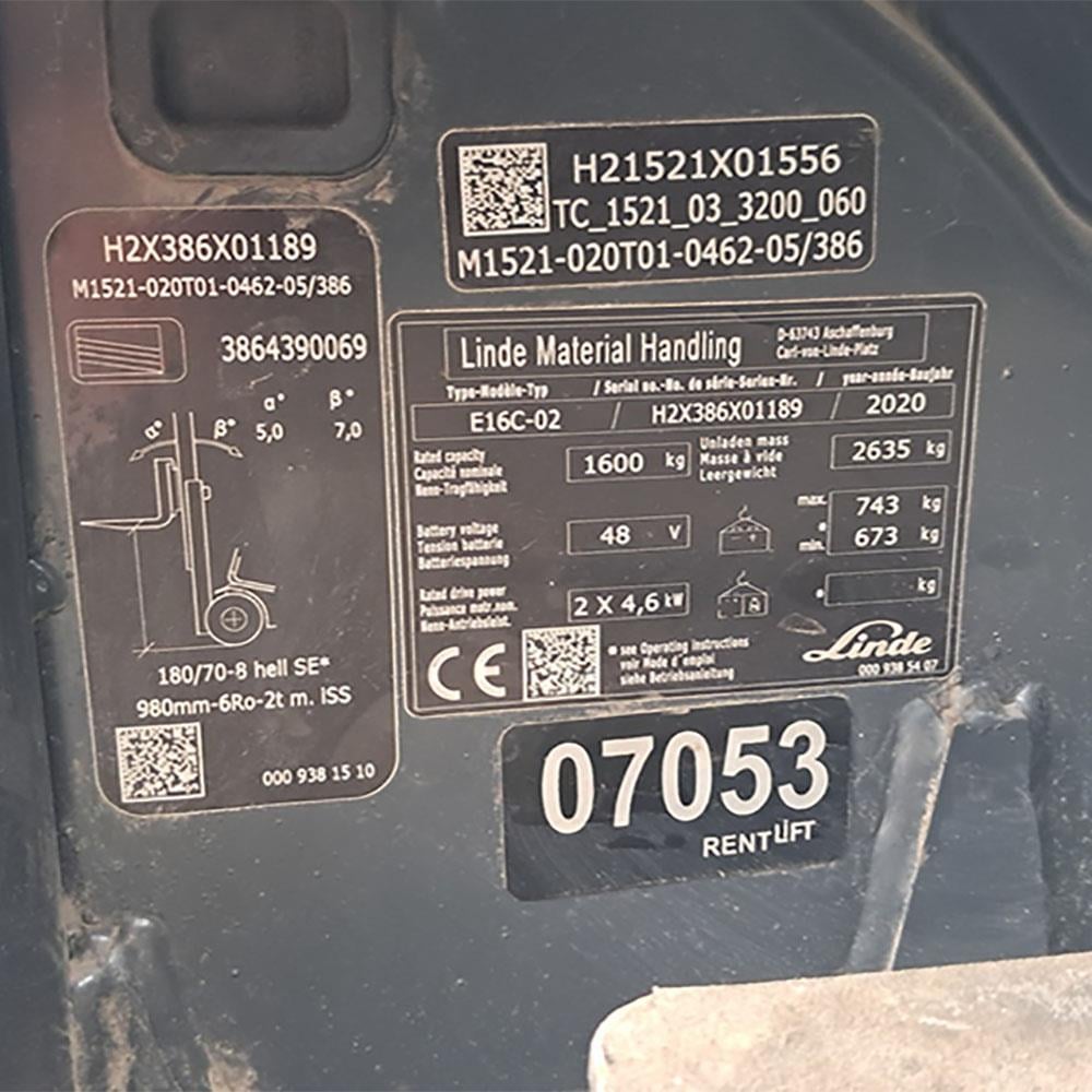 LINDE E16C-386-02 Elektrikli Forklift (F1.7053)
