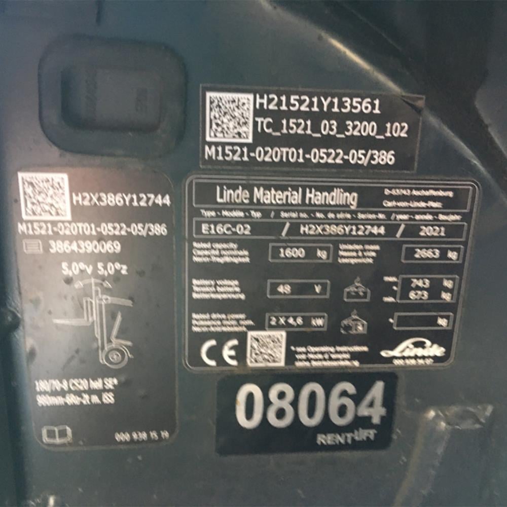 LINDE E16C-386-02 Elektrikli Forklift (F1.8064)