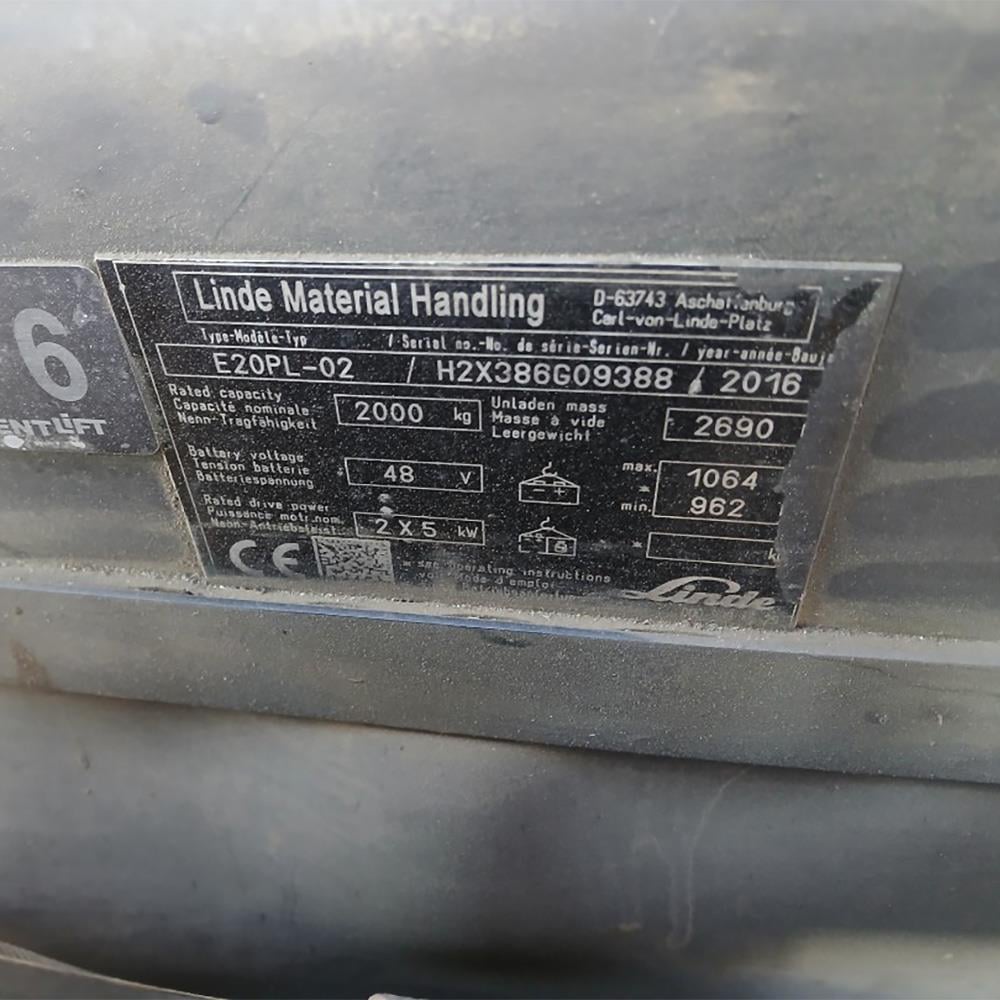 LINDE E20PL-386-02 Elektrikli Forklift 2016 Model (F1.5376)