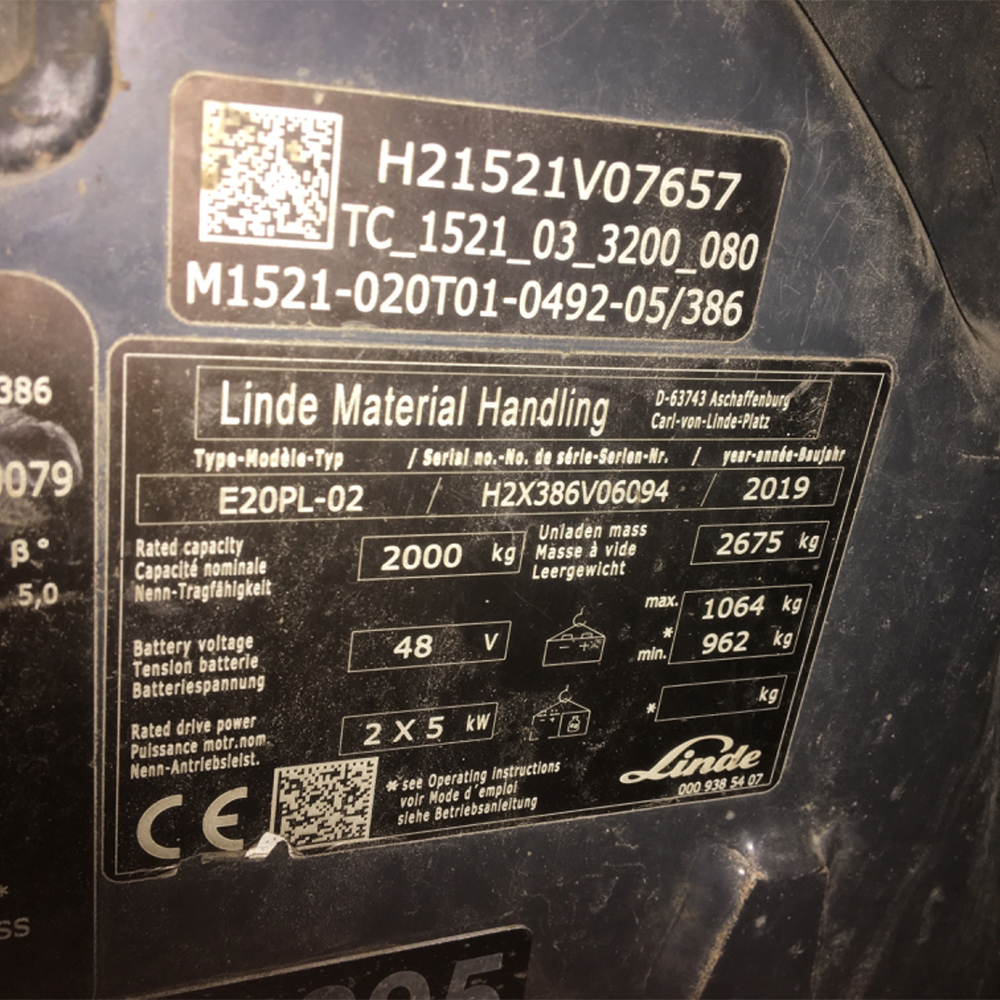 LINDE E20PL-386 Elektrikli Forklift (F1.6895)