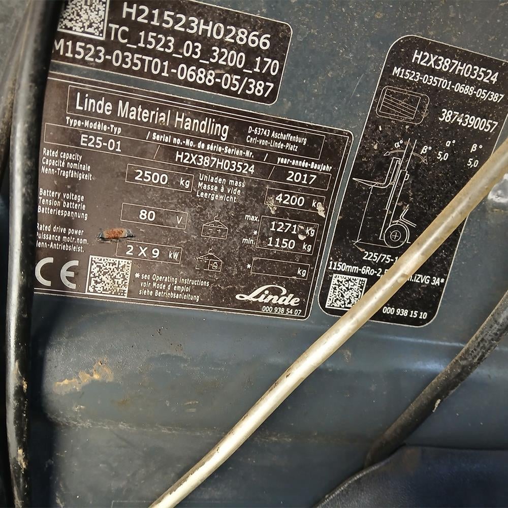 LINDE E25-387 Elektrikli Forklift 2017 Model (F1.6064)