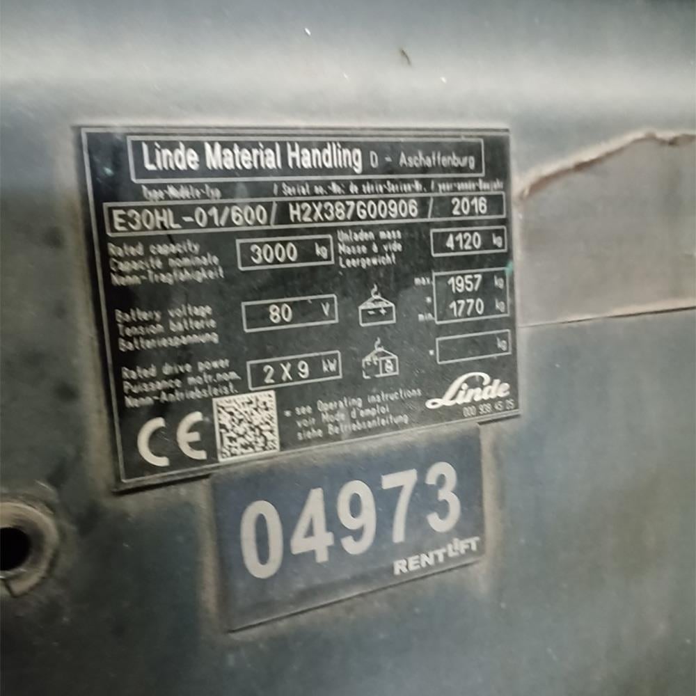 LINDE E30/600HL-387 Elektrikli Forklift 2016 Model (F1.4973)