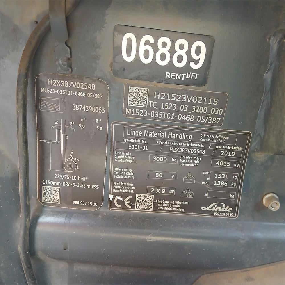 LINDE E30L-387 Elektrikli Forklift (F1.6889)