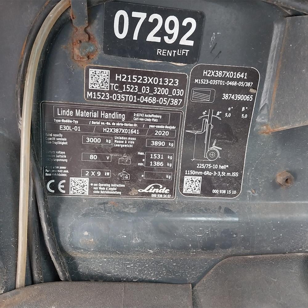 LINDE E30L-387 Elektrikli Forklift (F1.7292)