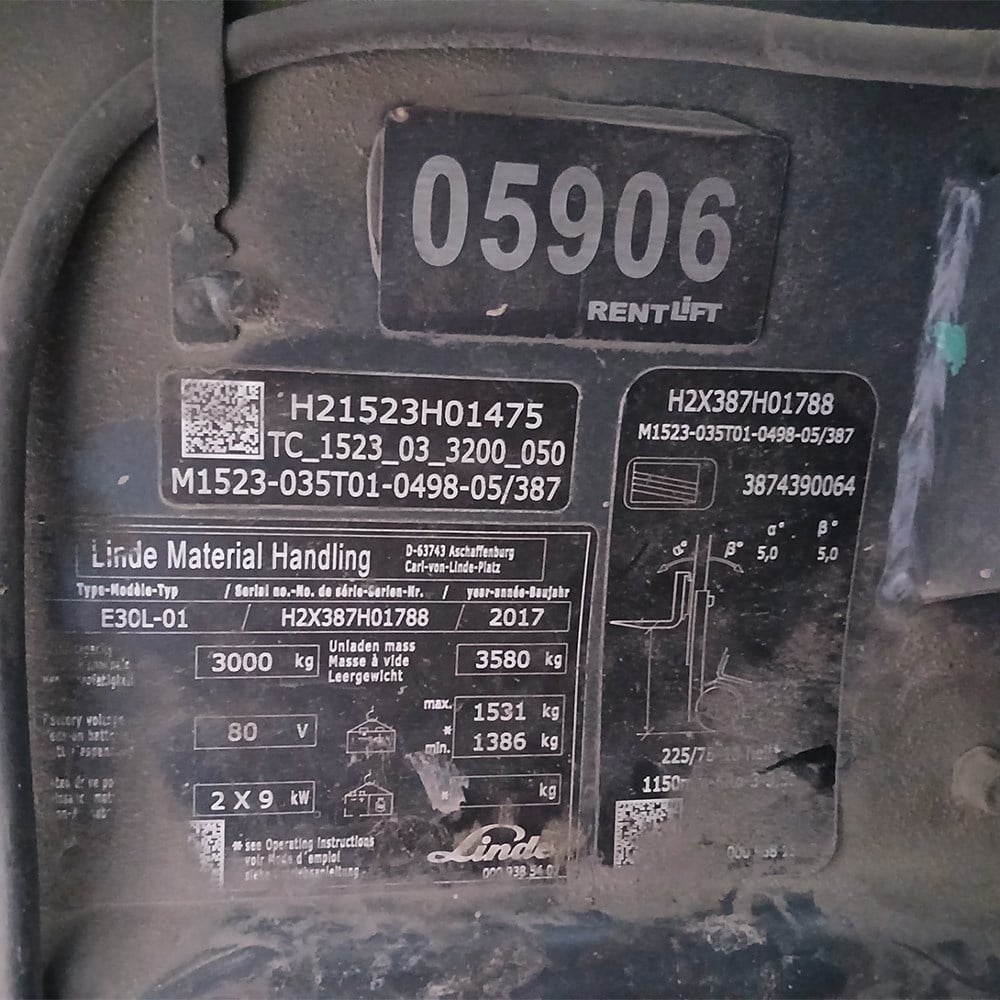 LINDE E30L-387 Elektrikli Forklift (F1.5906)