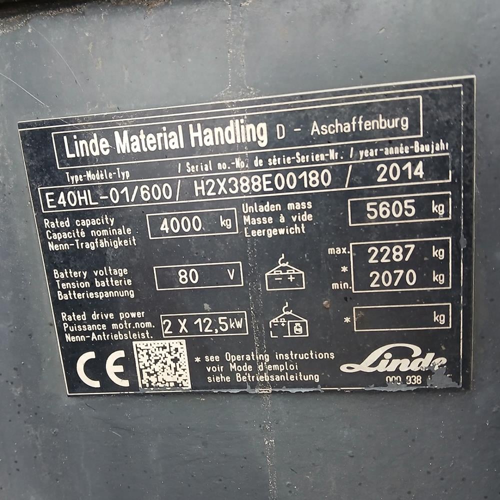 LINDE E40/600HL-388 Elektrikli Forklift 2014 Model (F1.3861)
