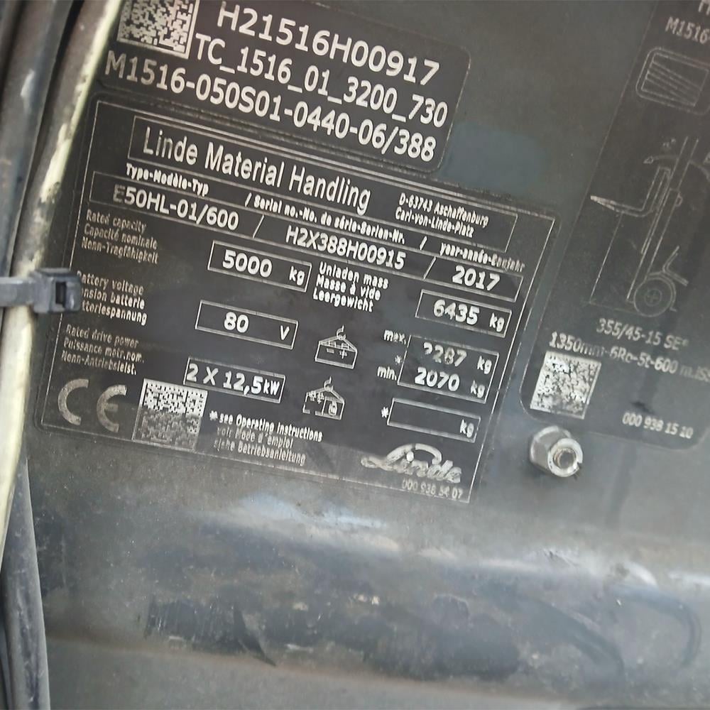 LINDE E50/600HL-388 Elektrikli Forklift 2017 Model (F1.6085)