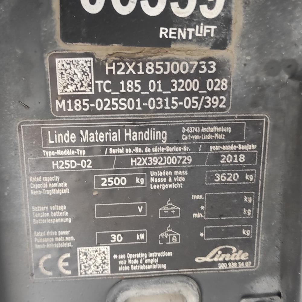 LINDE H25D-392 Dizel Forklift 2018 Model (F1.6359)  [OPS]