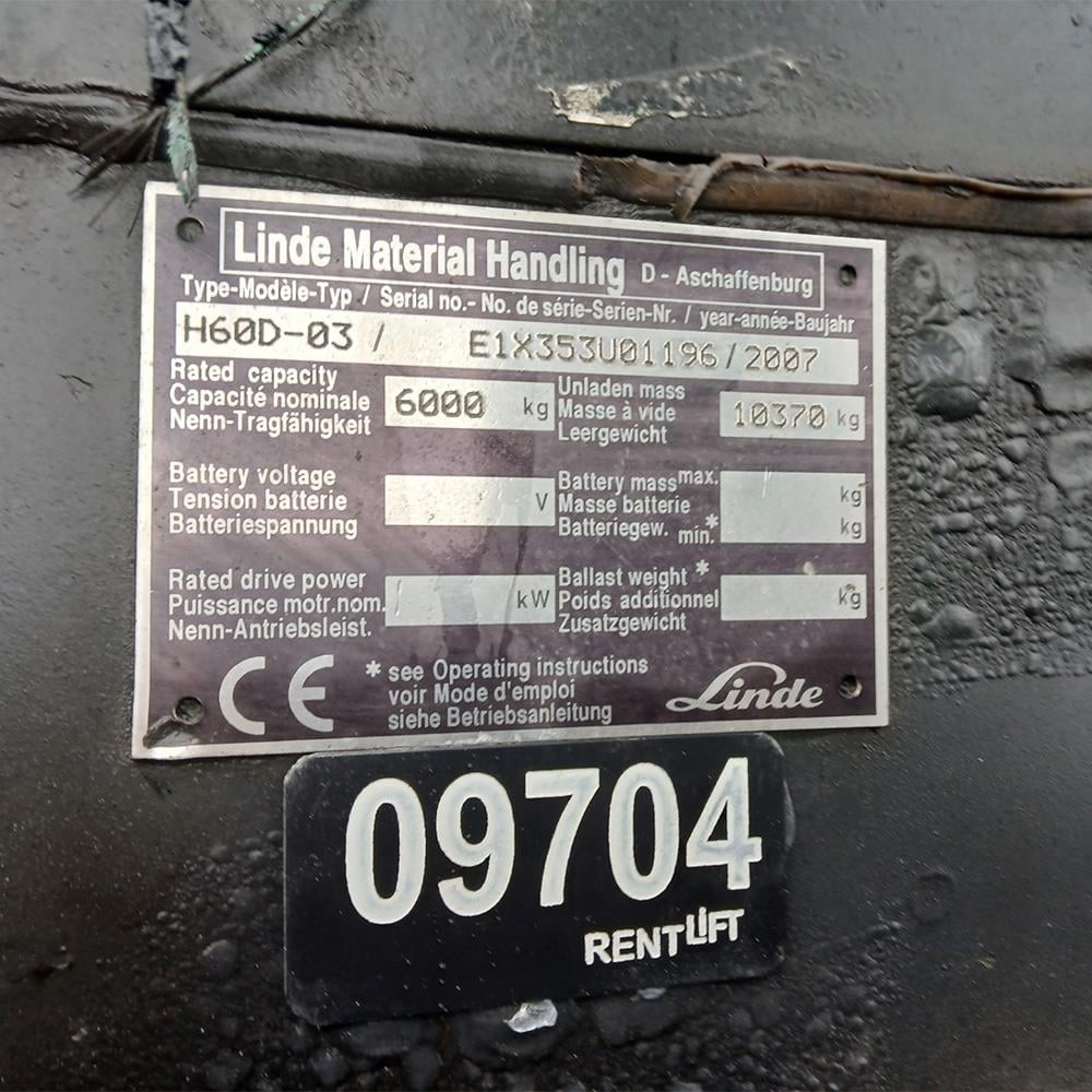 LINDE H60D-353 Dizel Forklift 2007 Model (F9.9704)