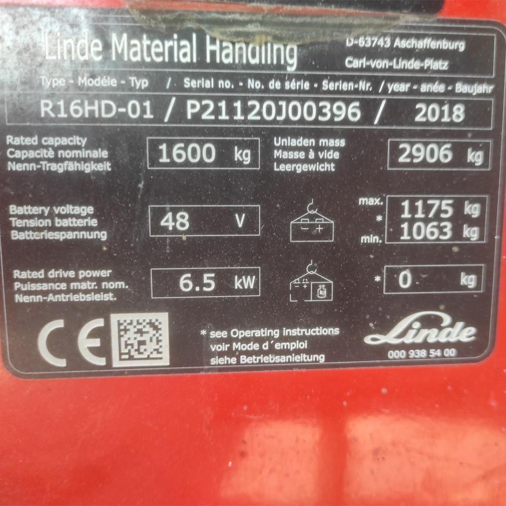LINDE R16HD-1120  Reach Truck 2018 Model (F1.6301)
