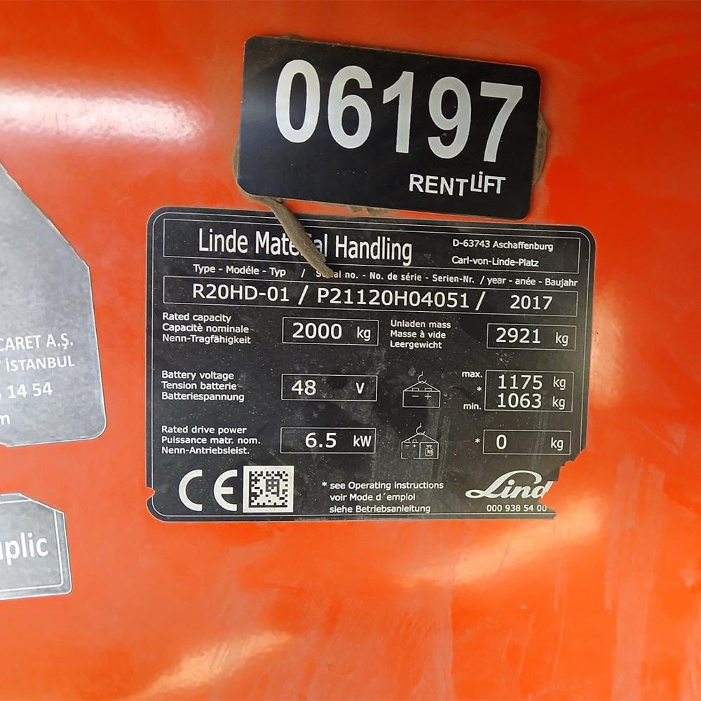 LINDE R20HD-1120  Reach Truck 2017 Model (F1.6197)