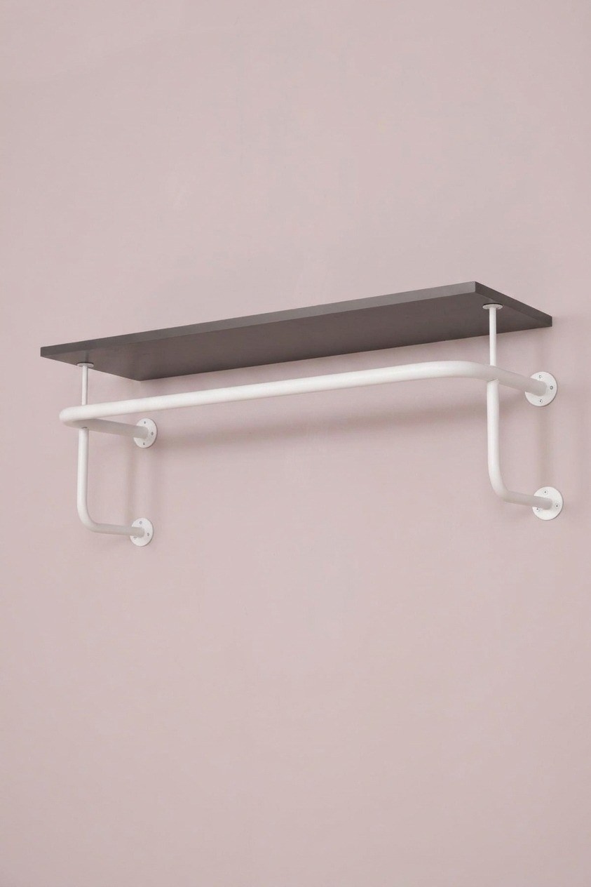 Destekli ve Raflı Yuvarlak Borudan U Askı 90 Cm Beyaz