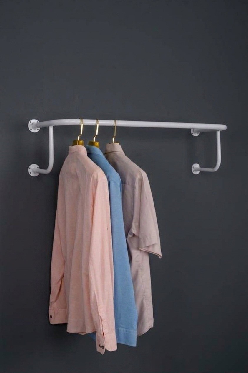 Destekli Yuvarlak Borudan U Askı 90 cm Beyaz