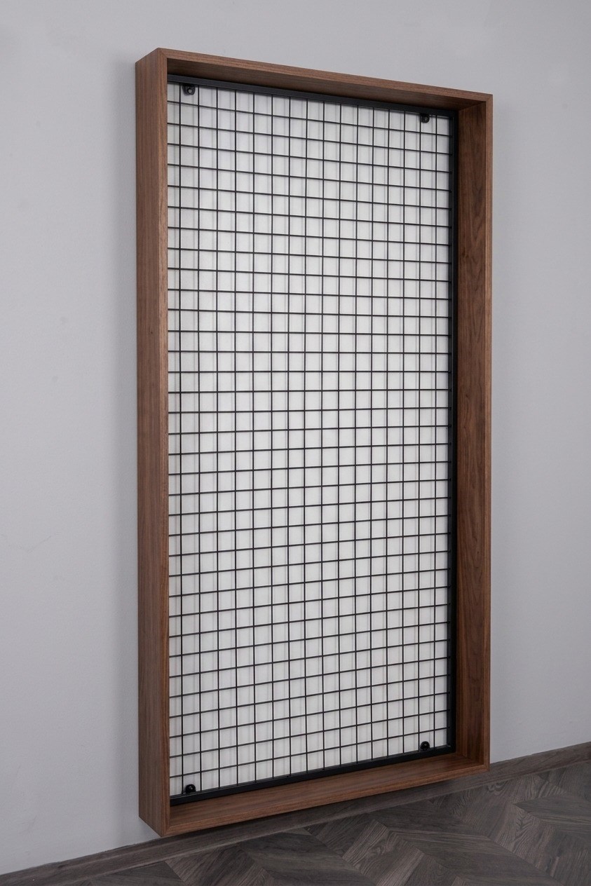 Sık Telli Tel Raf Ahşap Çerçeveli 100*200 Siyah