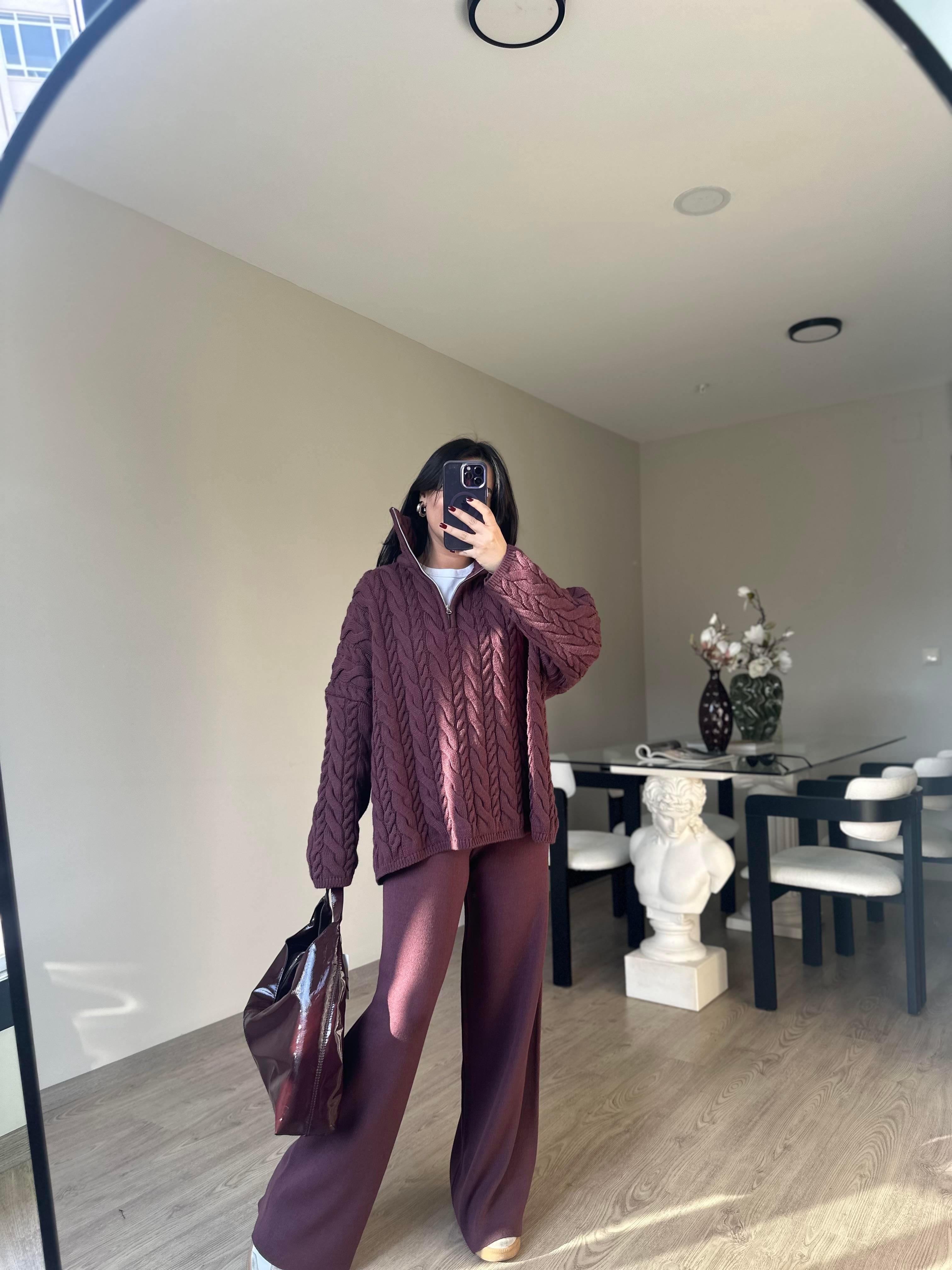 Mürdüm Triko Pantolon 