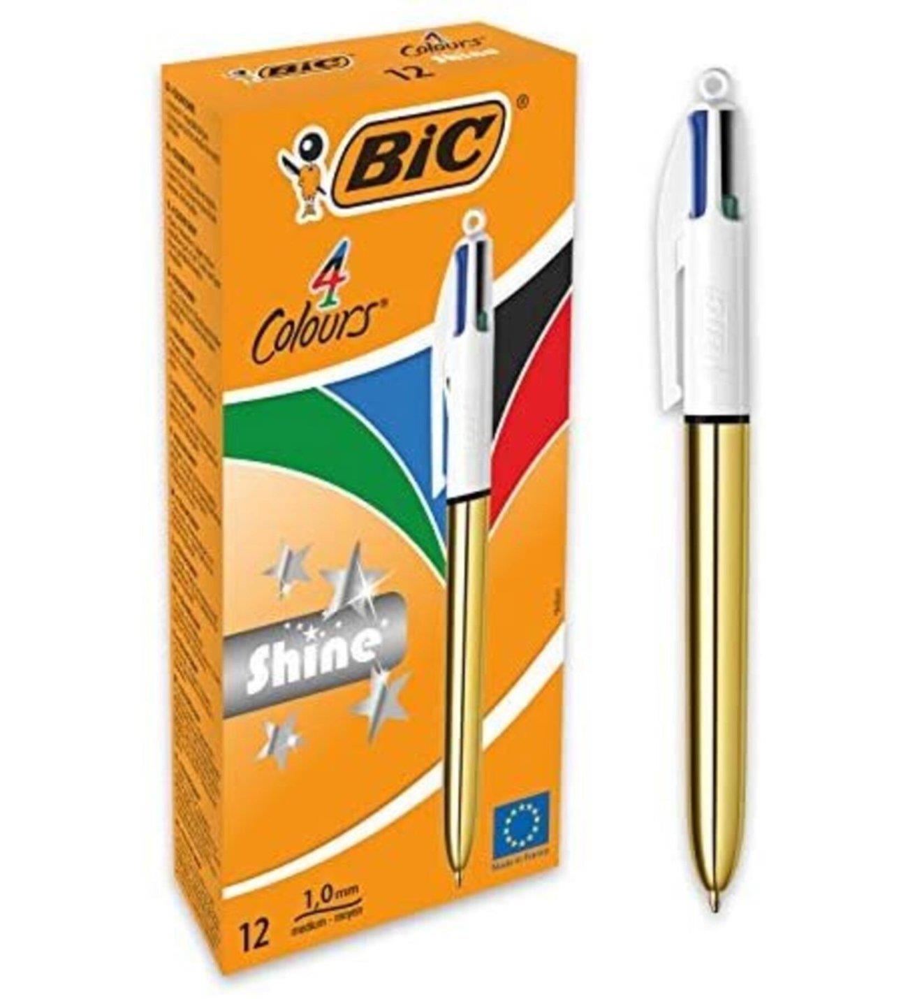 Bic 4 Colours Shine Tükenmez Kalem Altın Gövde