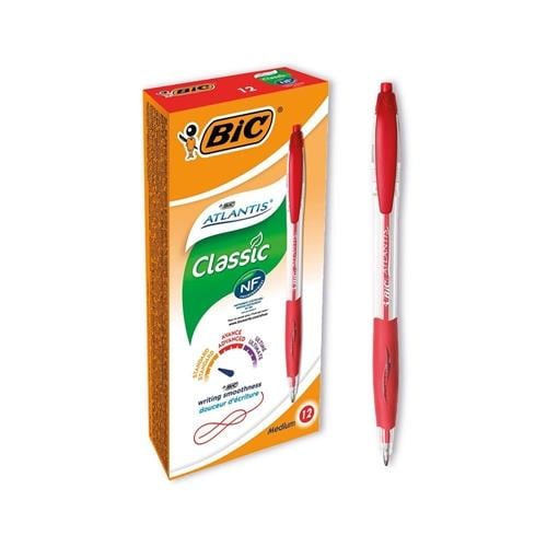 Bic Atlantis Classic 1.0 Mm Kırmızı Basmalı Tükenmez Kalem