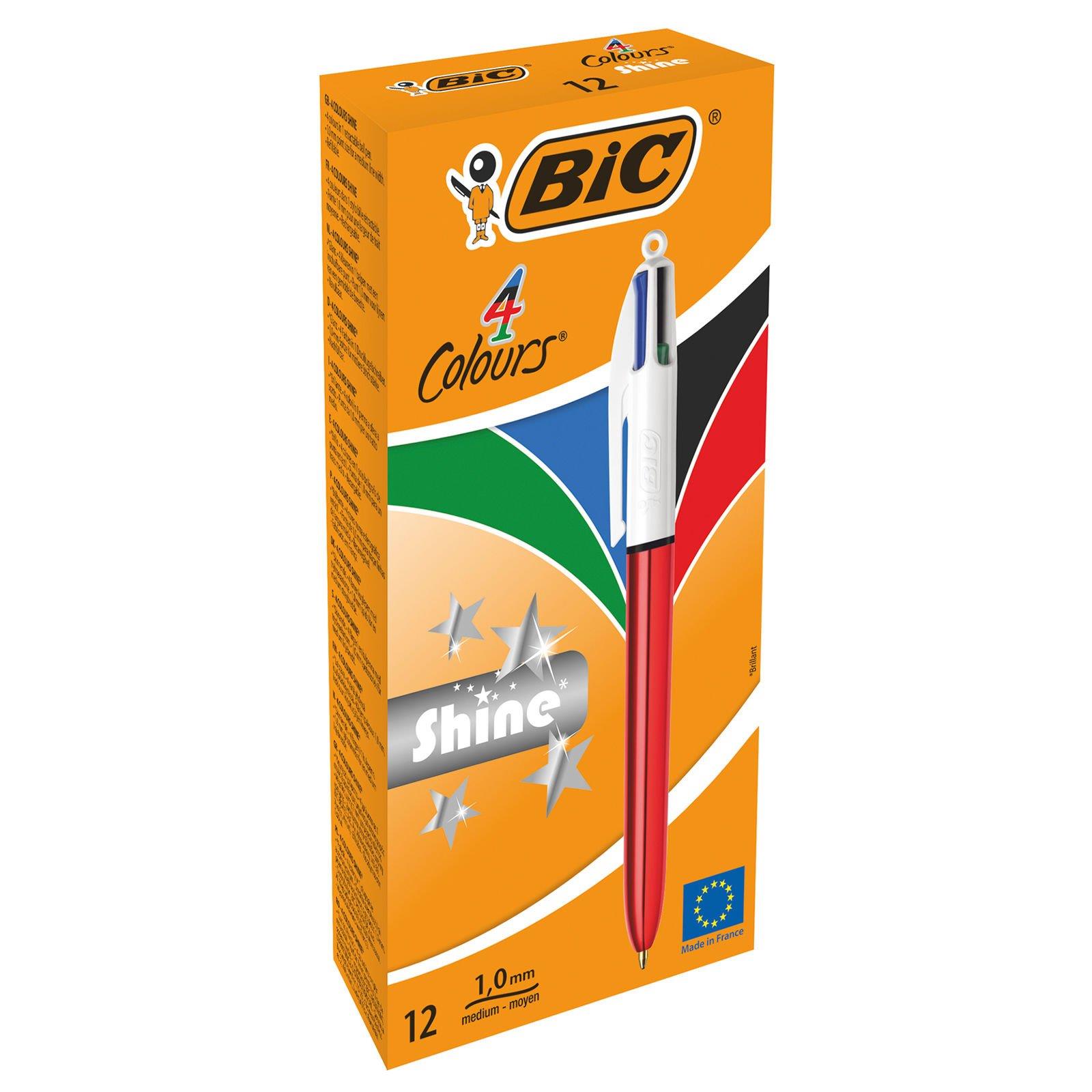 Bic Tükenmez Kalem 4 Colours Shıne Kırmızı Gövde 12 li