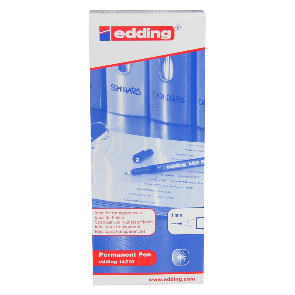 Edding 142M Permanent Asetat Kalemi M Uç 10 Adet - Siyah