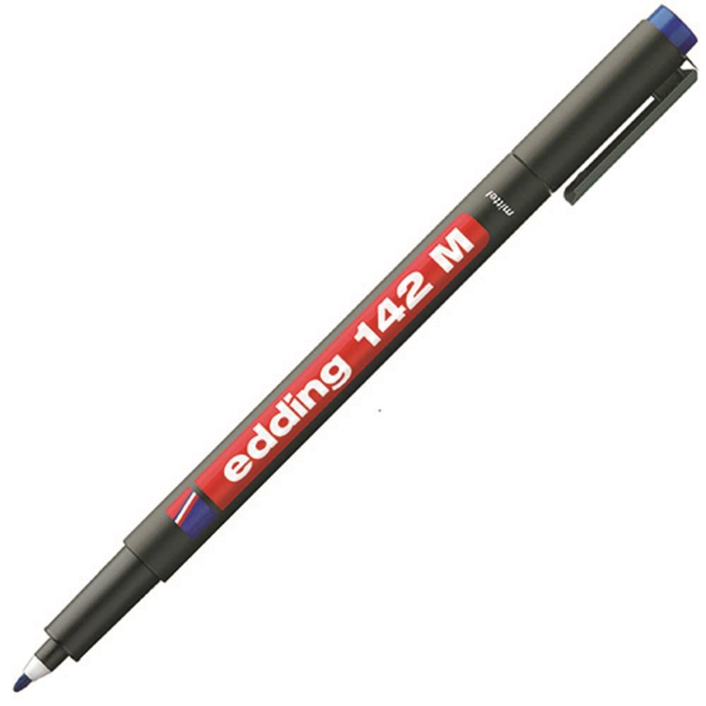 Edding 142M Permanent Asetat Kalemi M Uç - Mavi