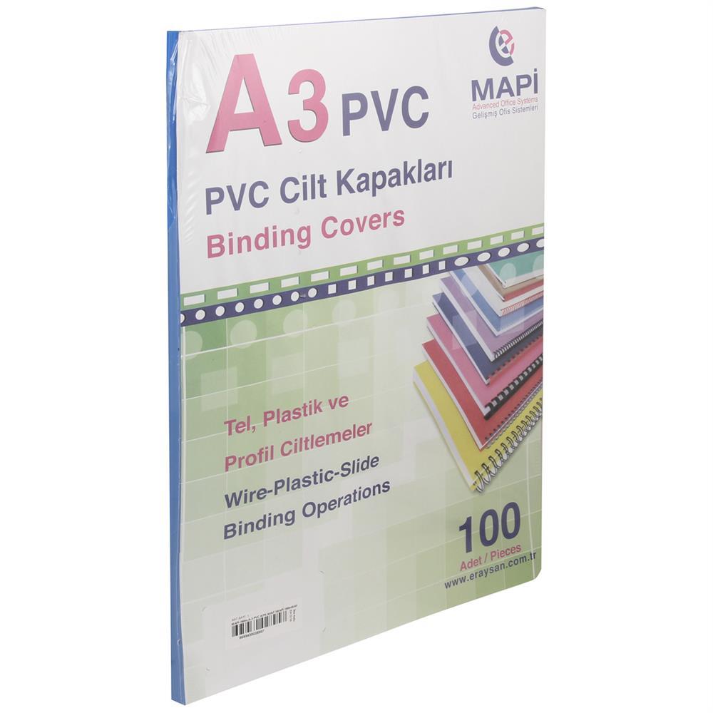 Mapi Cilt Kapağı PVC 160 Micron A3 100 Adet - Mavi