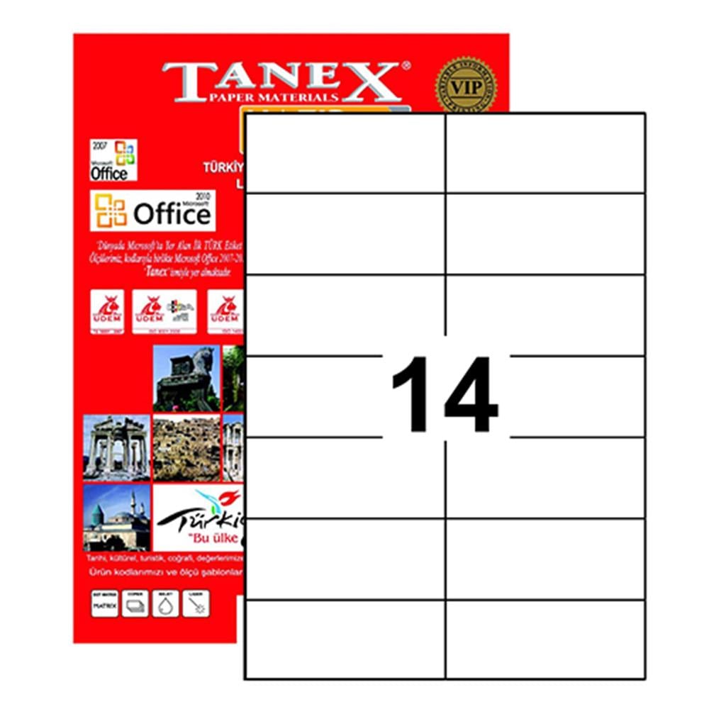 Tanex TW-2712 Yazıcı Etiketi 105 x 42.7 mm 1.400 Adet - Beyaz