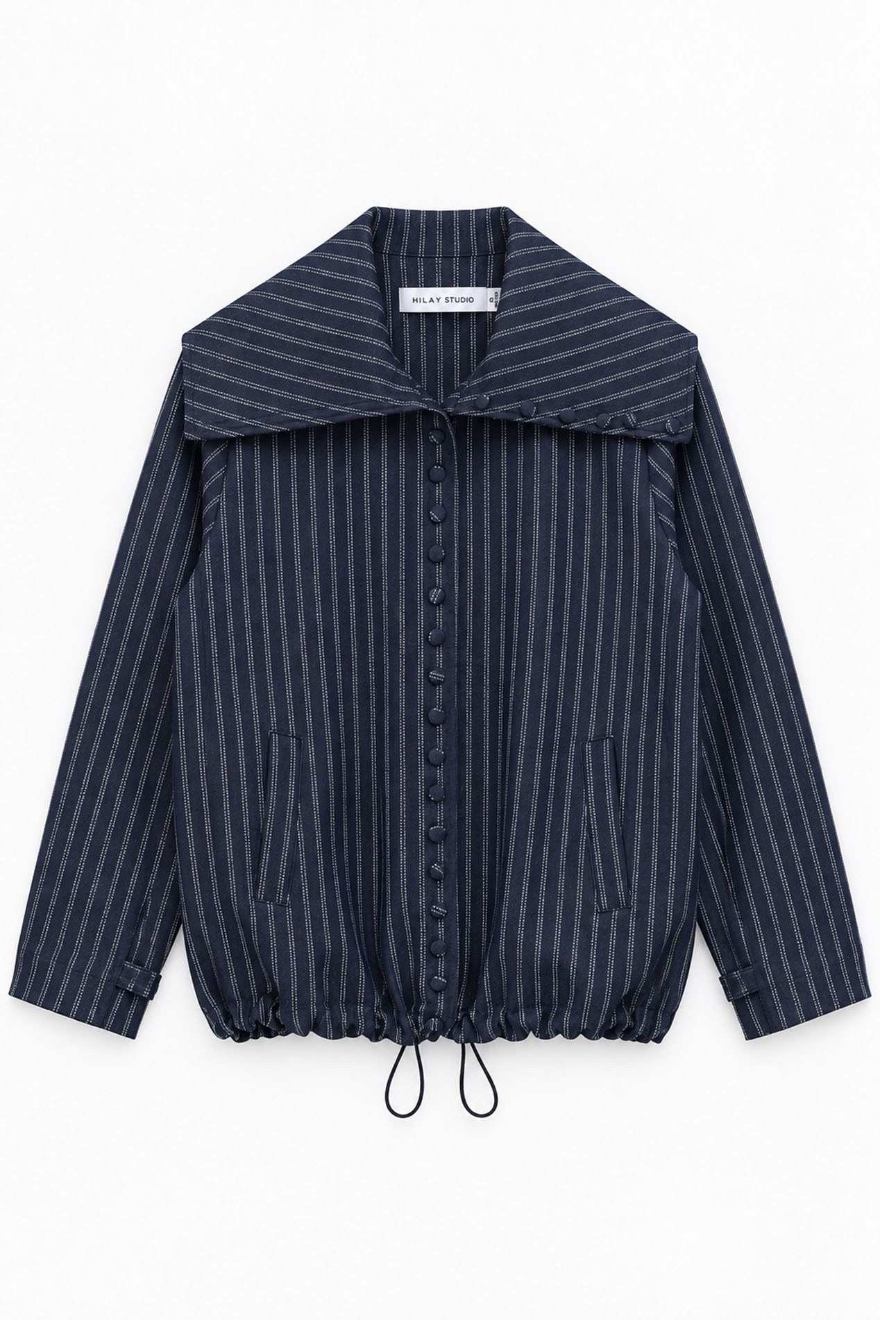 Hly Coco Düğmeli Fleto Cepli Çizgili Denim Bomber
