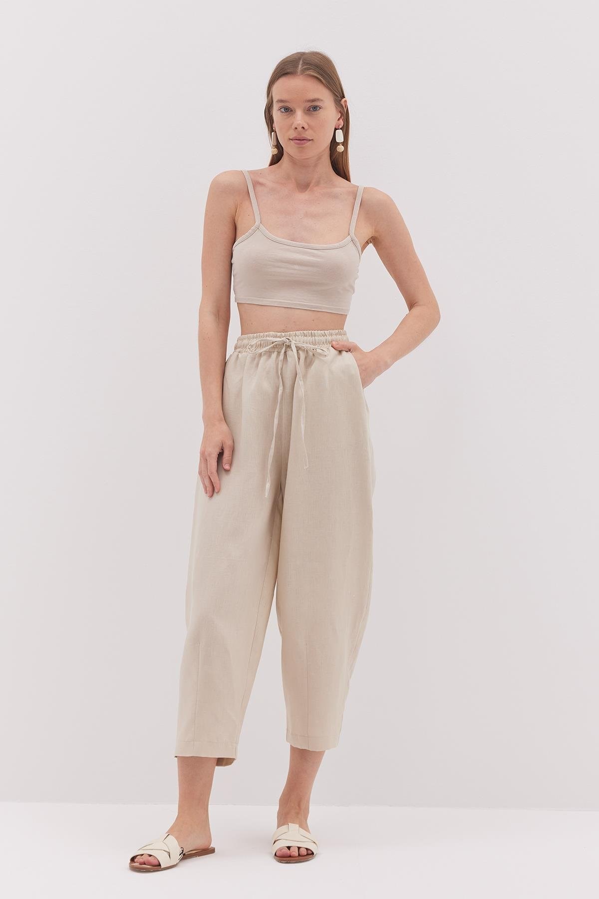 Linen Şalvar Pantolon - BEJ