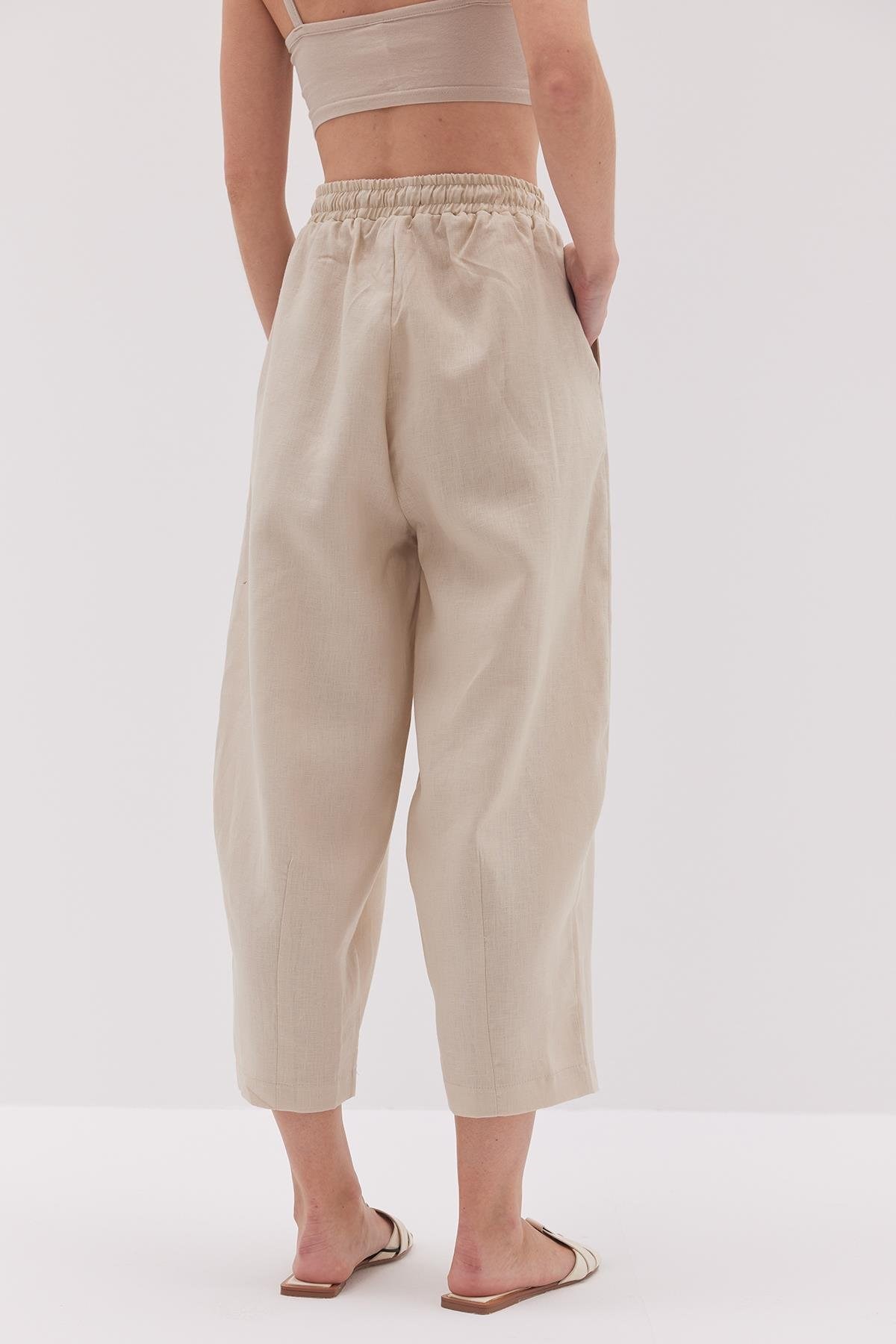 Linen Şalvar Pantolon - BEJ
